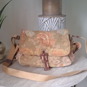 Fossil Floral Crossbody Bag - Tan and Orange